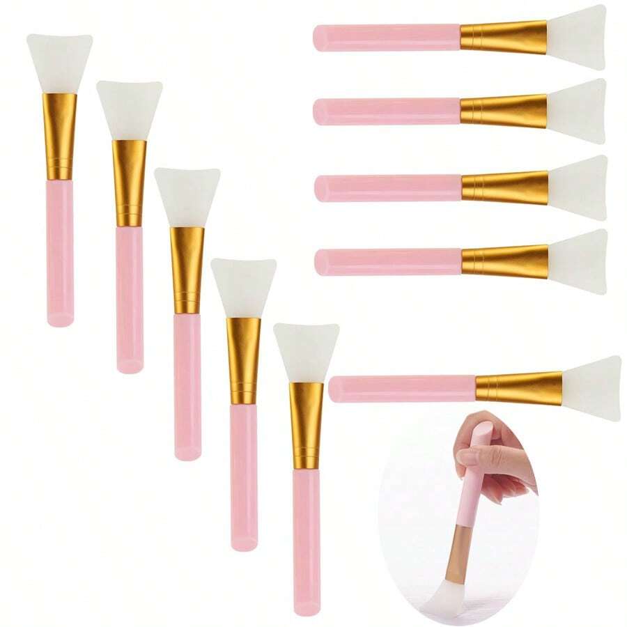 10支装粉色面膜刷，硅胶面膜刷，化妆刷，清洁刷，美容刷，软毛面膜刷，面膜混合刷 - 彩色 - 查看 1