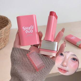 SHAQINUO Barra de rubor suave y suave, delicada y natural, muy pigmentada, de larga duración, fácil de aplicar, crea un aspecto radiante