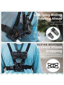 7合1可调节胸带手机支架，兼容/GoPro/Insta360运动相机，适用于骑行、皮划艇、钓鱼、滑板等运动POV/VLOG拍摄，可调节胸带，解放双手，轻松拍摄手机和运动相机。 - 黑色 - 查看 8