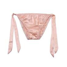 Women Silk Panties Lightweight Briefs Smooth Breathable Satin Bikini,Sexyys Tie-Side Underwear Daily Fit Comfort,Orange - 橘子 - 查看 4