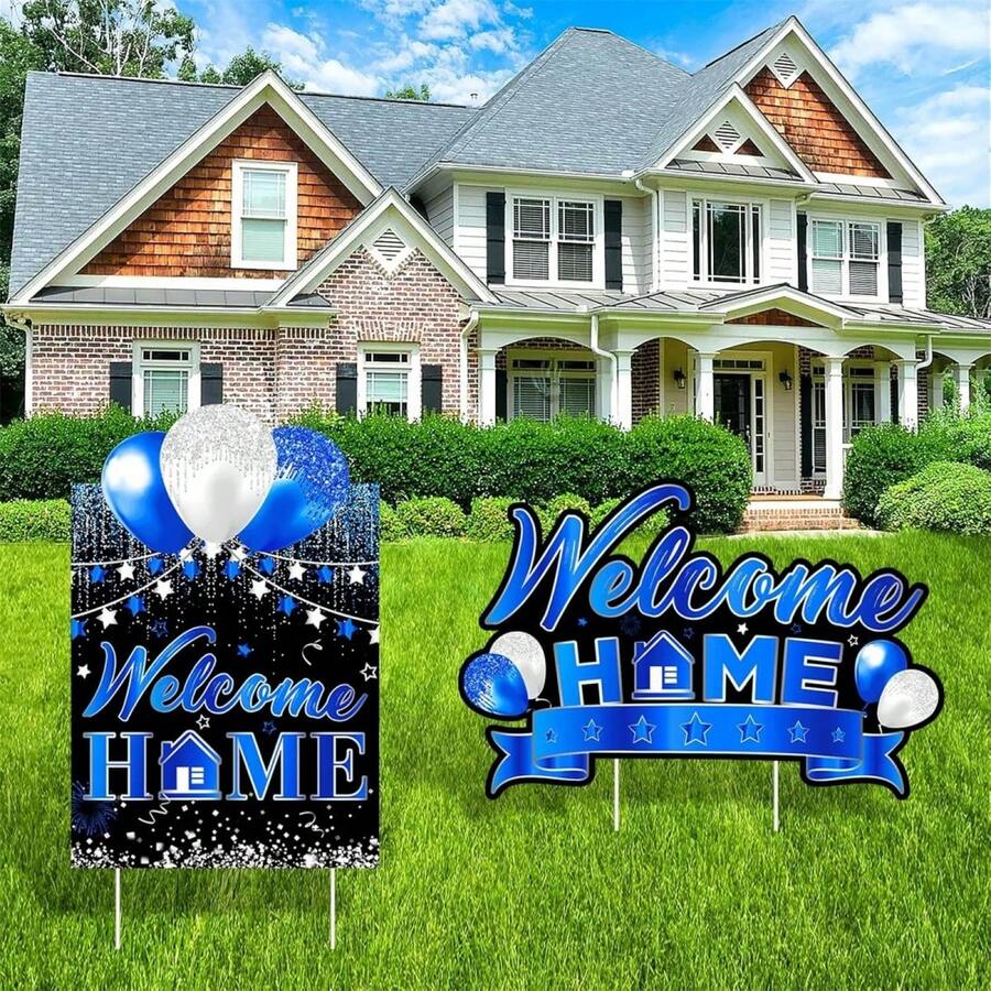 Welcome Home Yard Signs Decorative Garden Stakes Lawn Signs Outdoor Landscaping Decorations - A - View 1