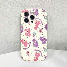 Ositos Cariñositos compartiendo bolas de helado con fondo estampado. Esta elegante funda es compatible con los modelos  17, 16, 15, 14 Pro Max, 13, 12, 11, XR y XS Plus. Fabricada en silicona TPU, ofrece protección contra golpes y caídas, además de una sensación superior. Es un regalo ideal para familiares, amigos y seres queridos, y una opción perfecta para Año Nuevo. - transparente - Ver 2