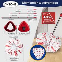 MXZONE Scrubber Mop Head Replacement Compatible With O Cedar EasyWring 1 Tank System, Spin Mop Scrub Brush Head, Hard Bristle Cleaning Brush Attachment For Kitchen Tile Floor, Not Fit RinseClean - ColorN - 查看 3