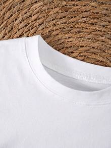 儿童/青少年经典简约白色长袖T恤，适合休闲、度假穿着，可搭配各种外套 - 白色 - 查看 4