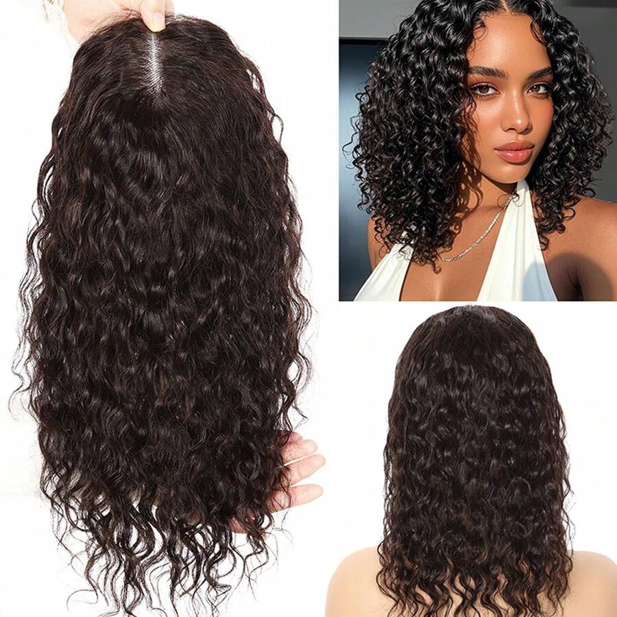 Natural Black Hair Topper, Lace Front Human Hair Wig Clip-In, For Daily Use - Natural Black - View 1