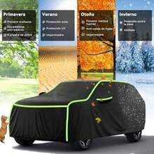 Funda Protectora Impermeable para SUV y Camioneta, Tamaño 520x200x180 cm, con Forro de Algodón, Cremallera Lateral y Correas Antiviento - negro - Ver 5