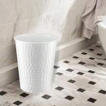 Monarch Abode - cubeta de Basura de Metal Martillado a Mano para el hogar Oficina recámara Cesta de Basura Decorativa Moderno cubeta de Basura de baño Duradero y Decorativo cubeta de Basura de - Blancoclsico - Ver 6