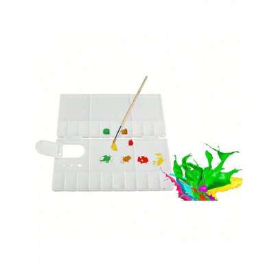 EstiloWalfront Gran Caja De Paleta Plegable, 24 Rejillas Plegables Artista Cuadrado Paleta De PláStico Bandeja De Pintura Caja De Acuarela Herramienta De Pintura Al óLeoVersióN Mejorada