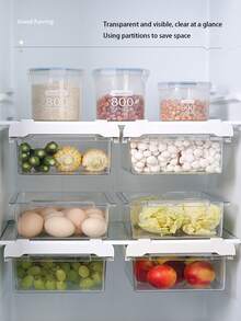 1 Stück Kühlschrankaufbewahrungsbox zum Aufhängen - transparenter Obst- und Gemüseaufbewahrungsbehälter, universaler Kühlschrank-/Gefrierschrankaufbewahrungsbehälter - Transparent - Übersicht 2
