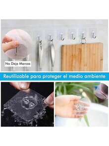Estilo30 PCS Ganchos Para Pared,Ganchos Adhesivos Para Pared Transparentes,Clavos Adhesivos Para Cosas,Gancho De Acero Inoxidable Impermeable,Colgar Toallas,Para Cocina BañOVersióN Mejorada - 30 hojas de película transparente - Ver 3