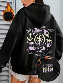 KATSEYE Pink And Purple Gradient Print Hoodie, Cool And Unique Design, With Drawstring Hood, Pockets, And A Hood. - Black - View 5