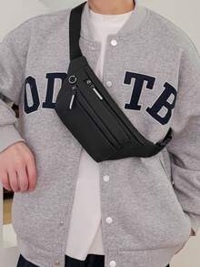 男士新款单肩包、户外背包、骑行腰包、运动休闲斜挎包、手机包、多功能包、胸包、收纳包 - 黑色 - 查看 5