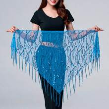 1pc Women's Belly Dance Hip Scarf Sequin Tassel Triangle Wrap Skirt Waist - Multicolor - View 15