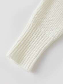 Women's Cropped Sweater Cardigan Long Sleeve Open Front Buckle Closure Knitwears - White - View 6