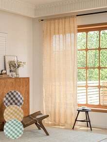 1/30 piezas Cortina a cuadros con borlas estilo bohemio, decoración de cortina de estilo granja para cocina, apta para dormitorio, sala de estar, cocina, vacaciones, fiestas, decoración diaria del hogar - Multicolor - Ver 2