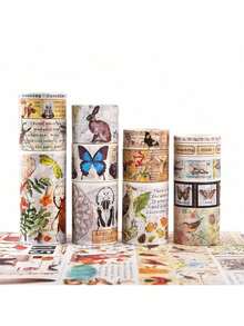 Estilo18 Rollos De Cinta Adhesiva Vintage Butterfly Botanical Nature Washi Cinta Para Bullet Journal, DIY, Scrapbooking, Blocs De Notas, Envoltura De Regalos, Artes Y ManualidadesVersióN Mejorada