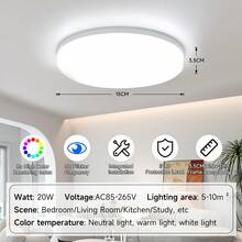 CANMEIJIA 1pc Modern LED Ceiling Light, Round/Square Recessed Ceiling Lamp, 6000K Cool White, 110V/220V, 20W/30W/40W/50W. Suitable For Bedroom, Living Room, Kitchen - LED Ceiling Light - View 20