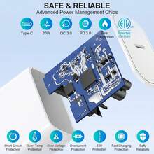 30W快速充电器适配器 + 2米高效数据传输充电线，兼容 14/13/12/11/XS/XR及系列，墙式充电器套装 - 白色 - 查看 2