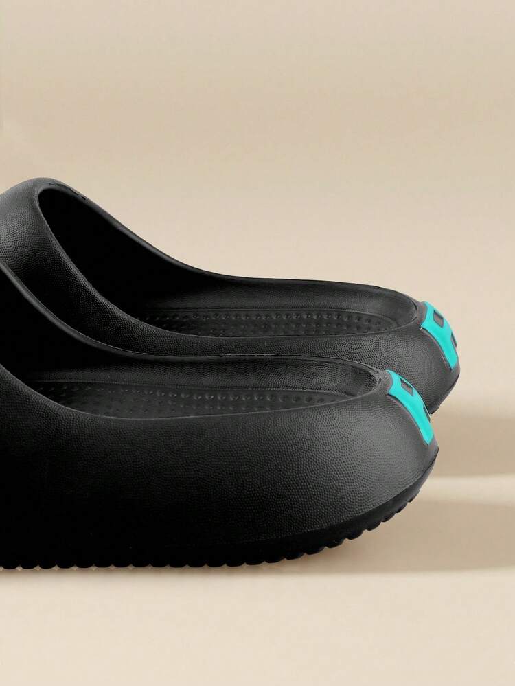 男士EVA字母“OK”拖鞋，室内浴室拖鞋，四季皆宜，黑色 - 黑色 - 查看 5