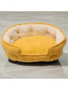 1pc Soft & Comfortable Felt Pet Bed, Minimalist Design, Non-Slip Bottom, Stable & Secure, Warm & Easy To Clean, Suitable For Medium & Small Cats/Dogs, All Season Pet Sleeping Mat - Mustard Yellow - View 8