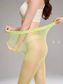 MOIRÉALLURE 1 par de medias transparentes básicas de unicolor adecuadas para la vida diaria - verde menta - Ver 5