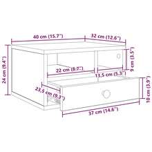 vidaXL Soporte de impresión con tiroir Chêne negro 40 x 32 x 24 cm - Negro - Ver 3