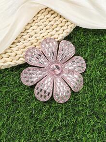 1pc Rhinestone Oversized Flower Hair Clip, Elegant Bun Hairstyle Accessory For Women, Claw Clips, Hair Slide, Hair Barrettes