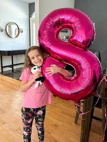 1pc 40-Inch Hot Pink Number Balloon, Large Size Giant Polyester Film Helium Bright Hot Pink Balloon, Suitable For Birthday Party, Celebration Decor, Graduation, Anniversary, Baby Shower, Photo Shoot - Multicolor - View 8