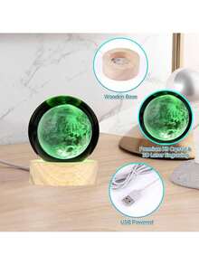 Estilo2Pcs Bola Cristal 3d,3D Luz Nocturna de Bola Lámpara de Sistema Solar y Saturno,Con Base De bola de cristal luz de noche,Decorar La Habitación,Navidad,regalos espaciales para niños.Versión mejorada - Multicolor - Ver 4
