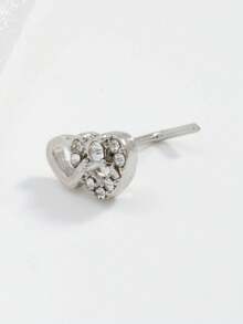 1pc Creative Heart-Shaped Nose Ring, Fashionable Casual Design - Silver - View 3