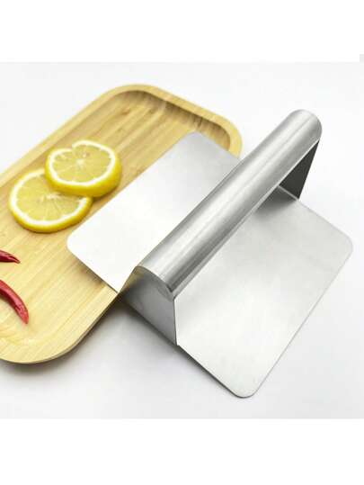 1PC Square Stainless Steel Hamburger Meat Compactor, Meat Patty Pressing Tool, Square Meat Pressing Plate, High Temperature Resistant Shiny Surface Polished And Easy To Clean, Suitable For Frying Steak, Making Hamburgers, Grilling On Iron Plates And Other Delicious Foods