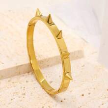 Set de 3 piezas de pulsera de acero inoxidable con remaches, pulsera de lujo con incrustaciones de rhinestone, no se desvanece, hipoalergénica, apta para hombres y mujeres, para uso diario - Conjunto de tres piezas de pulseras - Ver 4
