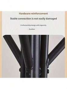 1pc 3-Prong Standing Coat Rack With 2-Tier Shelves, Industrial Style Vintage Brown-Black Coat Rack, 180cm Height, For Hanging Clothes, Hats, Bags - Black - View 9