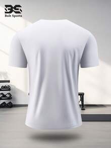 Men's Quick Dry Sports T-Shirt, High Elasticity Breathable Short Sleeve Top, Suitable For Fitness, Running, Training And Casual Wear White Summer - White - View 11