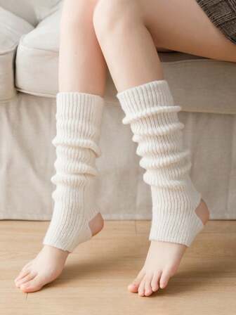 1 Pair Women's Grey Over-The-Knee Leg Warmers, Suitable For 80s Parties, Ballet, Yoga And Other Occasions In Winter