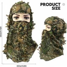 3D Leaf Camouflage Full Face Mask, Outdoor Disguise Hood - Spring Leaves - View 4