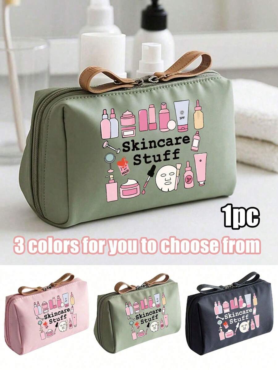 Women's & Cute Beauty Skincare Travel Organizer - Lightweight Foldable Cosmetic & Toiletry Bag With Zipper Closure, ,Lightweight Foldable Storage Bag,Women's Portable Travel Toiletries Bag, Lipstick Bag, Coin Purse, Large Makeup Storage For Daily Use, Spa, Vacation - Durable Gift-Worthy For Skincare Routine - Multicolor - View 1