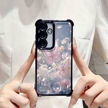 Funda de Teléfono con Purpurina de Mariposa y Flor para Samsung Galaxy S20 FE 5G S20 Ultra S20 Ultra 5G S20 Lite S21 5G S21 FE 5G S21 Ultra 5G S21+ 5G S22 Ultra 5G S23 FE S23 Ultra para Samsung S23+ S24 FE S24 Plus S24 Ultra S25 Edge S25 Plus S25 Ultra Funda Protectora Antigolpes de Cuatro Esquinas Electrochapada Patrón Lindo Nueva Funda Transparente Suave Creativa E3DI - Multicolor - Ver 13