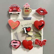 9个情人节主题冰箱贴，适合办公室、冰箱装饰，完美礼物 - 紅色 - 查看 5