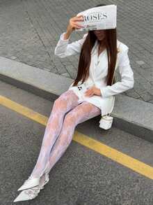 1 đôi tất lưới cỡ lớn dành cho nữ, tất dài đến đùi bằng ren hoa hồng kiểu Pháp cổ điển, tất lưới thời trang, gợi cảm, thanh lịch và độc đáo, thích hợp cho các kỳ nghỉ, tiệc tùng, dạ hội và các sự kiện buổi tối. - trắng - Xem 10