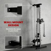 SPORTNOW Wall Mount Cable Machine, 15 Positions Adjustable Cable Crossover Machine Dual Pulley System For Home Gym - Black - View 3