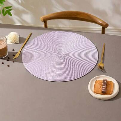 1pc Simple Purple PP Round Bohemian Style Placemat