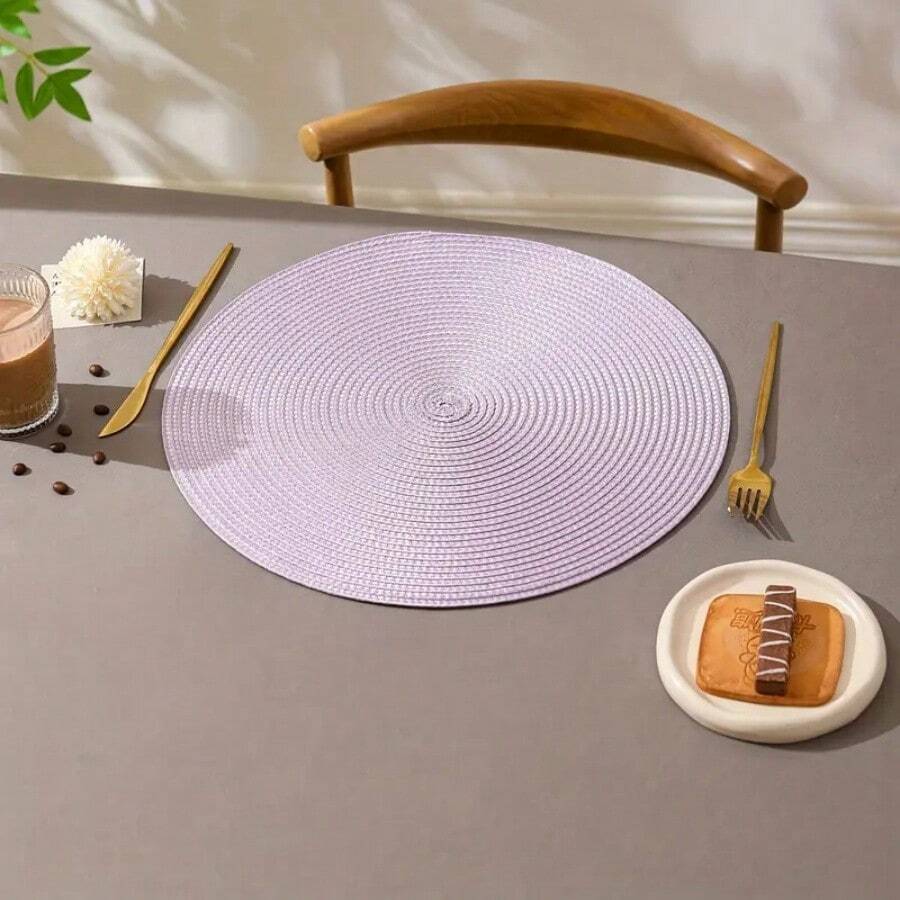 1 tấm lót bàn tròn đơn giản màu tím bằng nhựa PP kiểu Bohemian - Màu tím - Xem 1