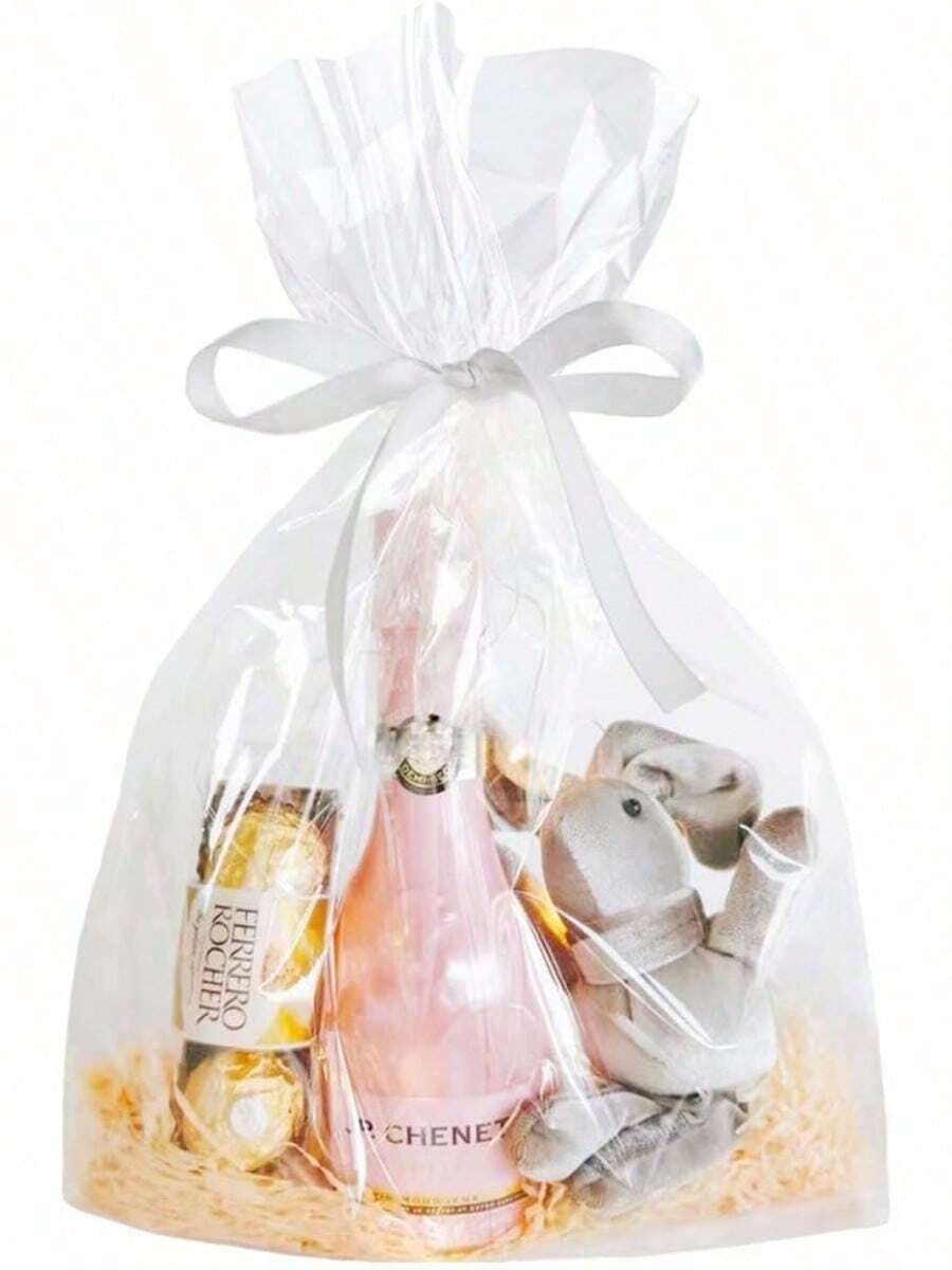 EstiloQKEEDSN Bolsas de regalo transparentes de 10 x 14 pulgadas con lazos dorados de 3.1 pulgadas, 100 unidades, ideales para regalos de fiesta y días festivosVersión mejorada - 1 - Ver 1