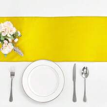 4-Pack Yellow Satin Table Runner 12 X 108 Inch Long Bright And Smooth Silk Fabric Table Runner For Wedding Banquet Birthday Party Decoration - Yellow - View 3