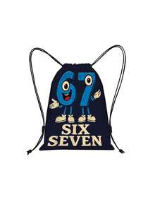 67 Six Seven Sports Backpack, Digital Printed Pattern Sports Drawstring Backpack, Random Printed Daily Backpack, Fashionable Pattern Backpack, Lightweight Large Capacity, Suitable For Fitness, Travel And Office Use, Perfect Gift For Men, Fathers, And Friends. - Multicolor - View 12