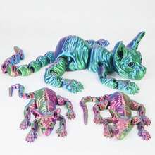 3pcs Large 3D Printed Cat, 19.96 Inches And 9.06 Inches ,ADHD, 3D Printed Sphynx  Cats With Flexible Articulated Joints, Stress Relief Toys For Adults, 3D Printed Animals,Miniature Things,Valentines Gifts,Party Favors,Party Supplies Gifts - Black-purple - View 13