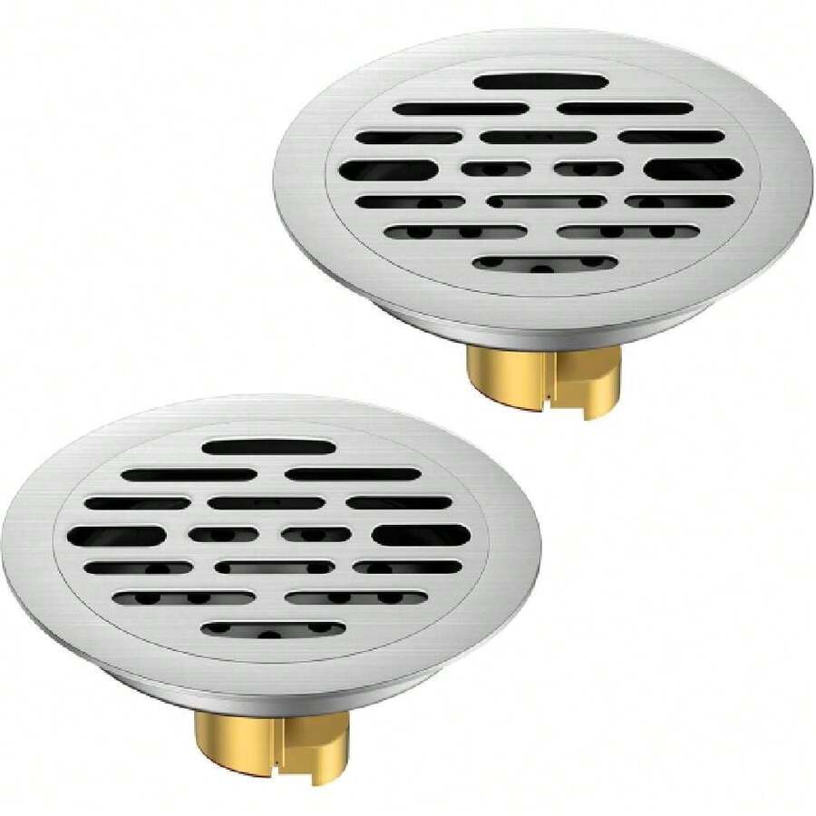 2PCS Drenaje de Piso Redondo 9.8 * 9.8CM, Coladera para Regadera de SUS304 Acero Inoxidable, Desodorante de Anti-Obstrucción, Drenaje de Ducha para Cocina, Baño, Aseo y Balcón (Trefilado),37268778 - Multicolor - Ver 1