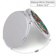 Espejo de  de viaje con flores bohemias 1x/2x espejos compactos de aumento espejo de bolsillo portátil para mujer espejo de mano plegable de 2.4 pulgadas espejos cosméticos de - Plata - Ver 1