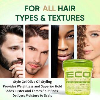 Aceite de oliva / Aceite de argán / Aceite de ricino negro para el peinado - Gel de estilo Krystal para fijar el cabello, nutritivo, agrega brillo y domina las puntas abiertas - Aporta humedad al cuero cabelludo - Hidrata y repara el cabello seco - Proporciona sujeción ligera y superior, buen olor - Para todo tipo de cabello
